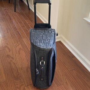 Diane Von Furstenberg Gray/Black DVF Geometric Rolling Weekender